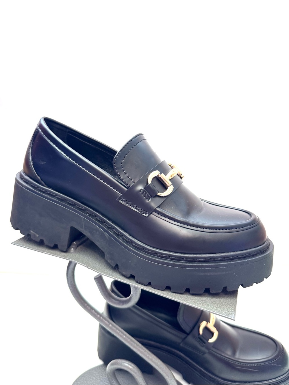 Steve Madden Alley Black Horse-bit Platform Loafers Size 10